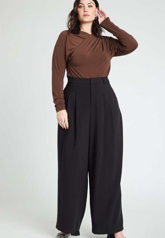 Draped Shoulder Knitted Top, CHICORY COFFEE, alternate image number null