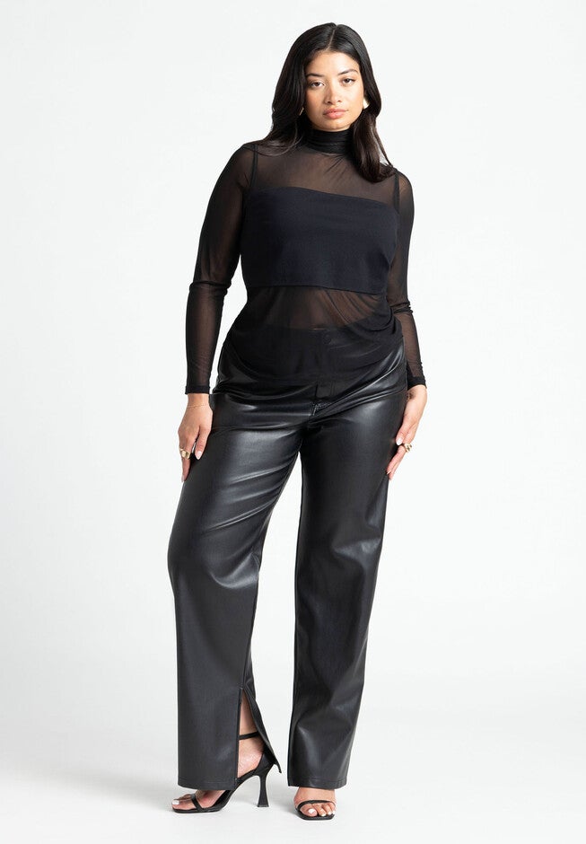 Paneled Sheer Top, BLACK ONYX, alternate image number null