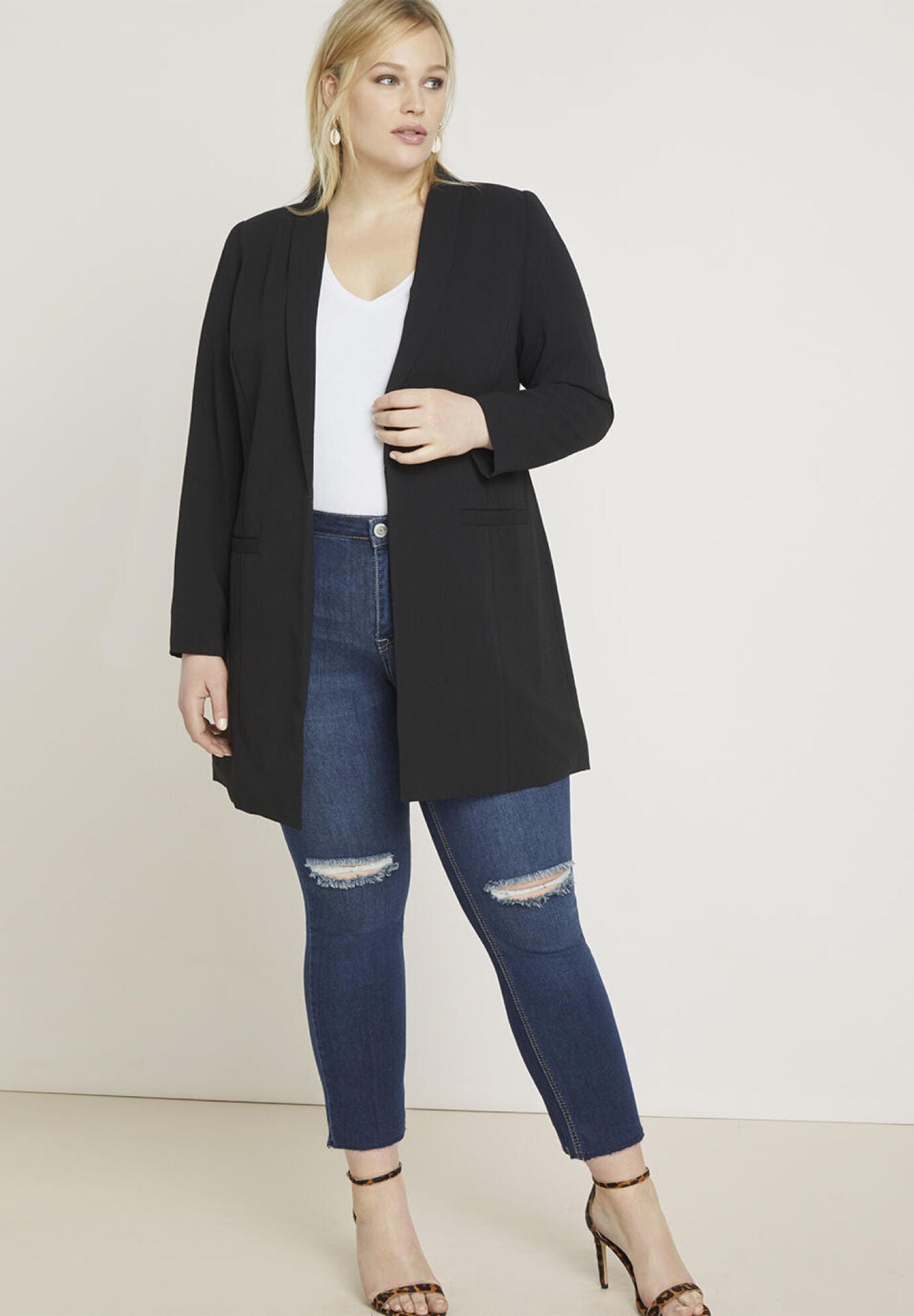 Long plus size blazer cheap