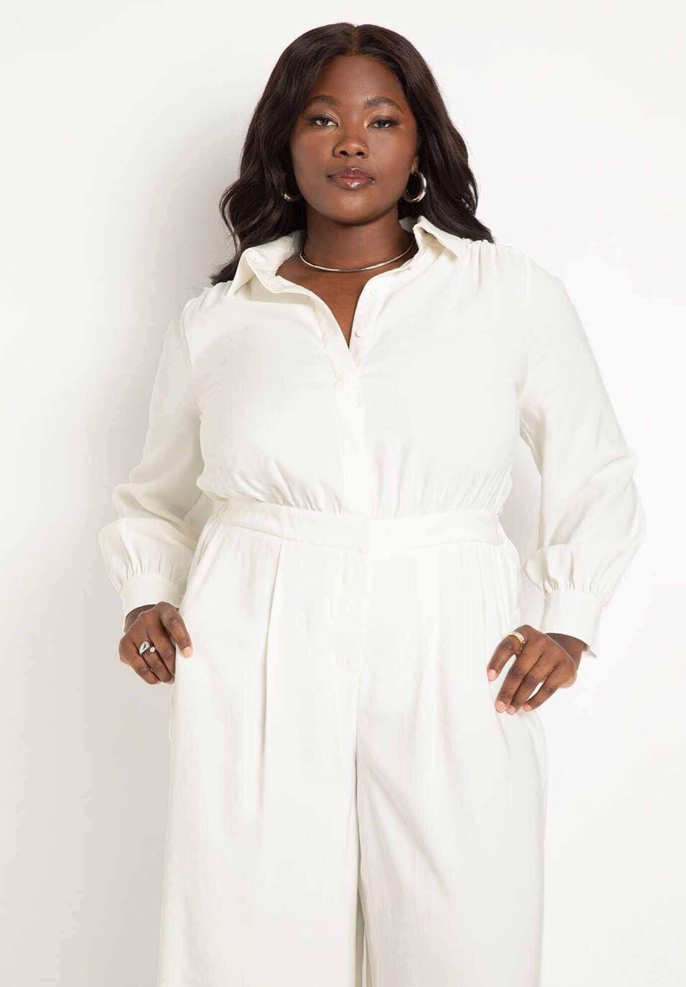 Eloquii white jumpsuit top