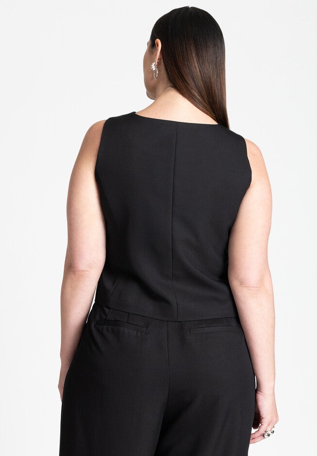 Crystal Button Fitted Vest – V-neck, Easy Fit, 4492391 | Eloquii