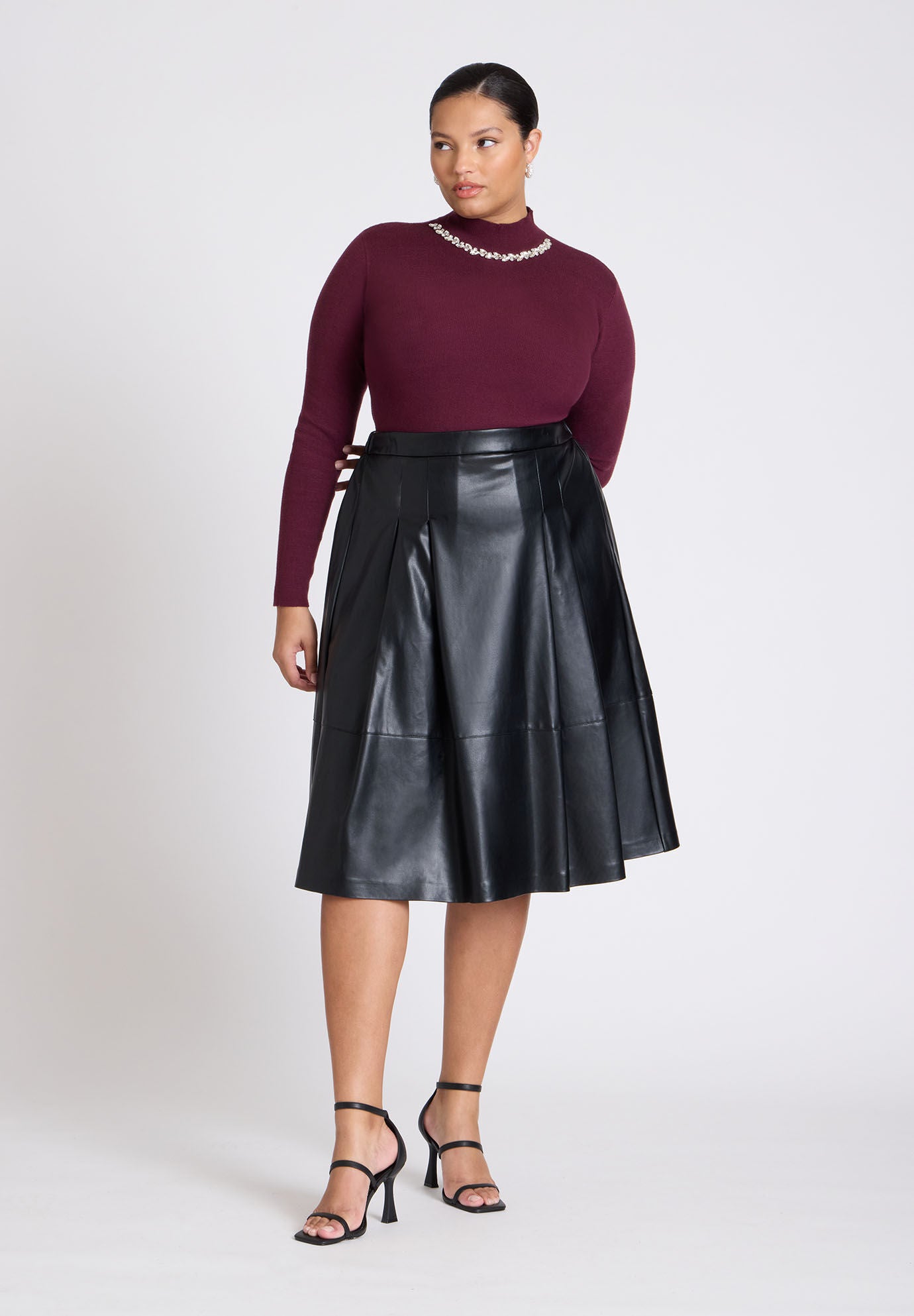 Leather midi shop skirt 00