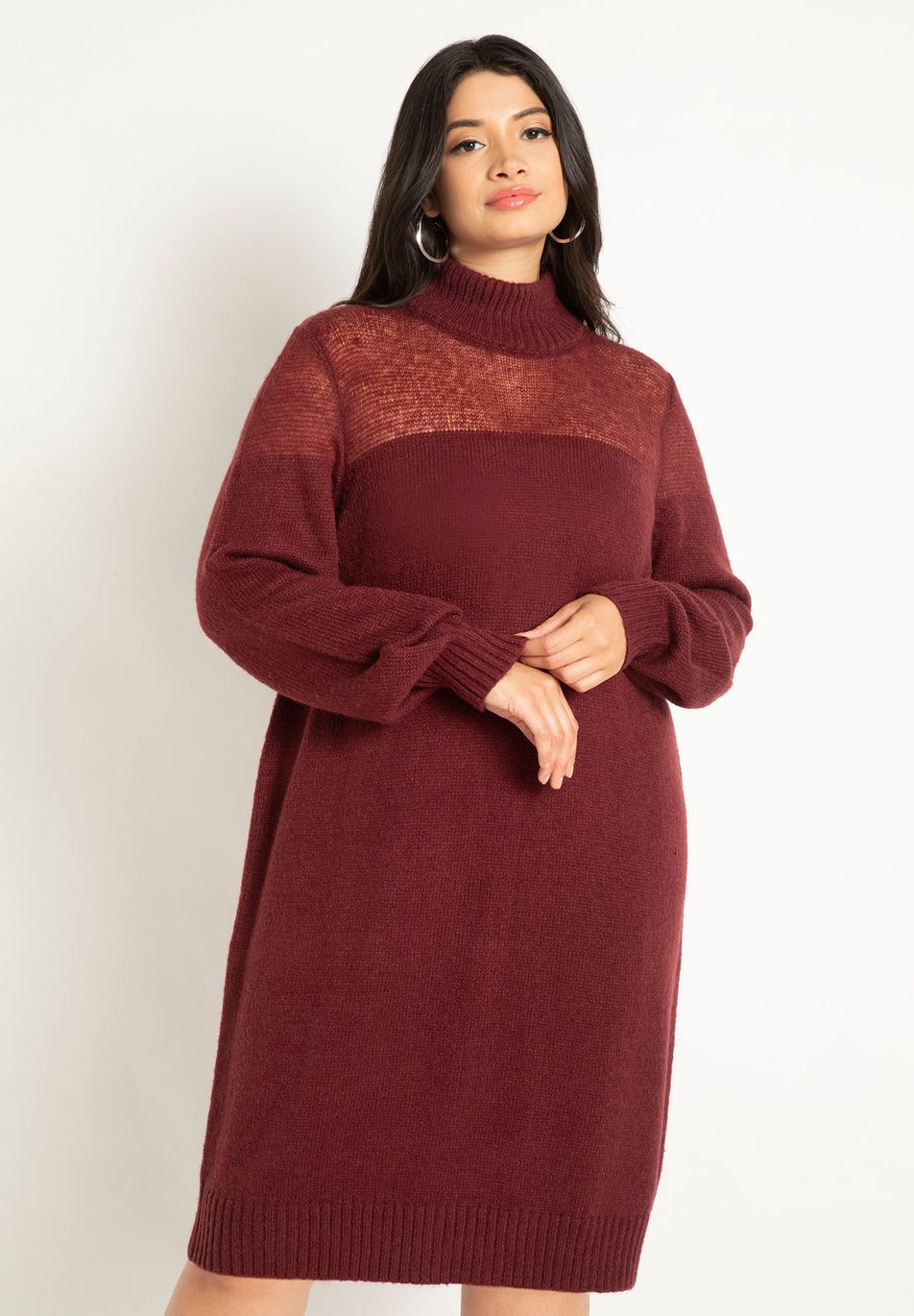 Sweater Dress With Sheer Panel