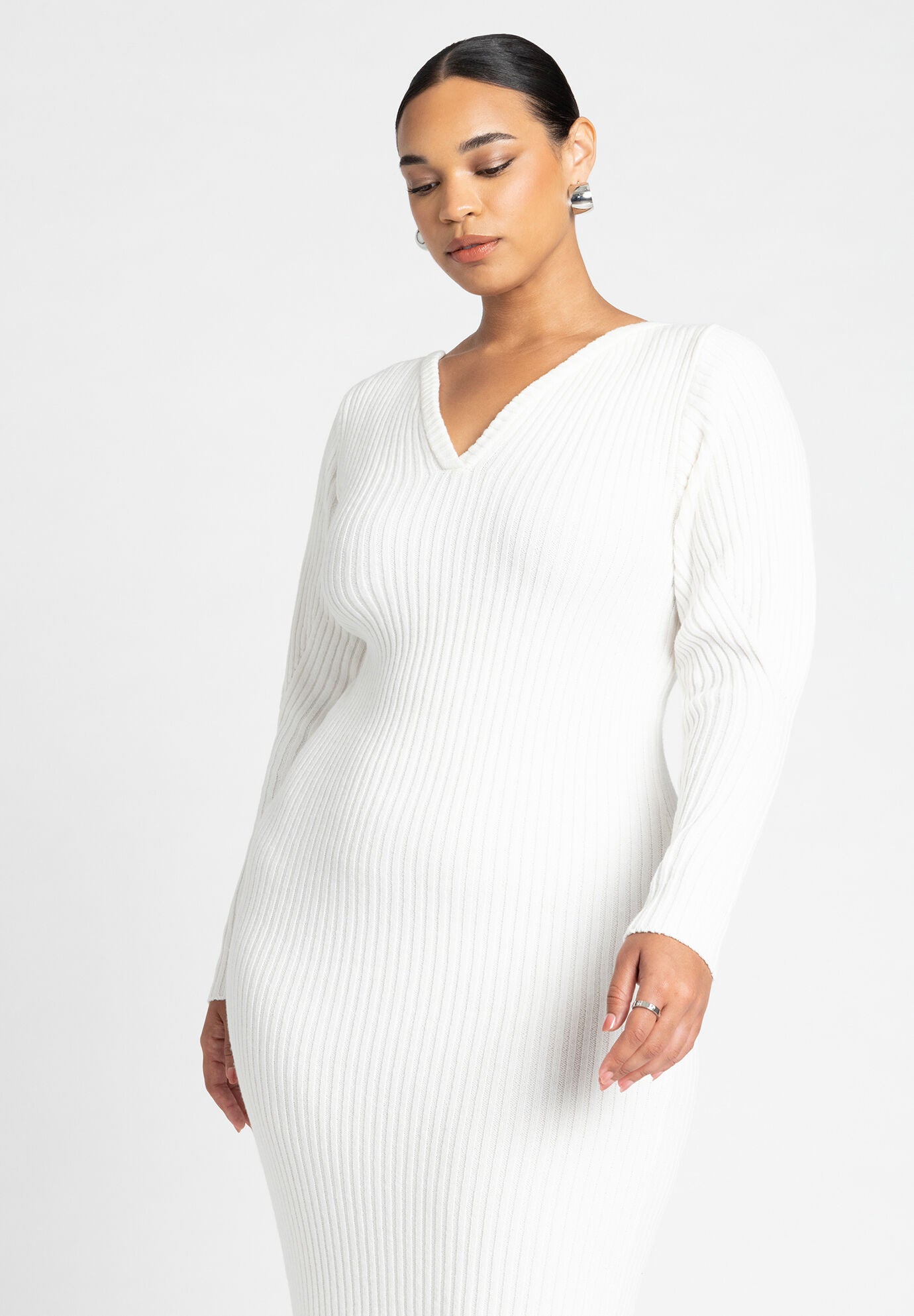 White ribbed sweater dress outlet