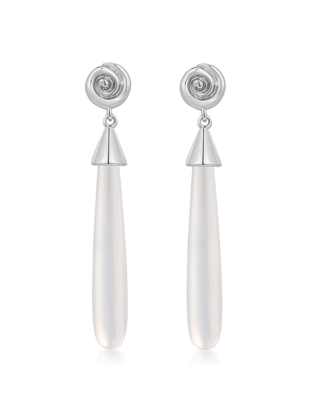 The Coquille Stone Drop Studs- Silver, SILVER, hi-res image number 0