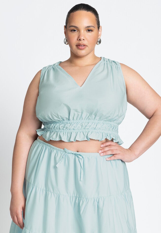 Shirred Top, STARLIGHT BLUE, on-hover image number 1