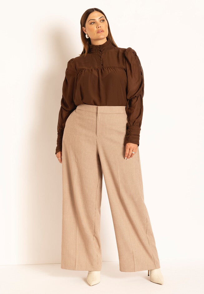 Romantic Puff Sleeve Blouse, CHICORY COFFEE, alternate image number null
