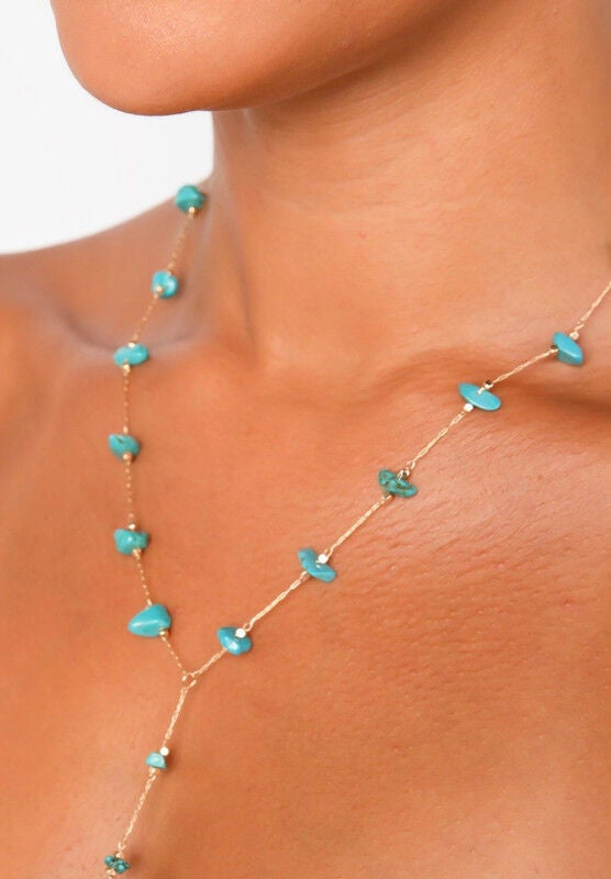 Turquoise Hazel Lariat Necklace, GOLD, hi-res image number 0