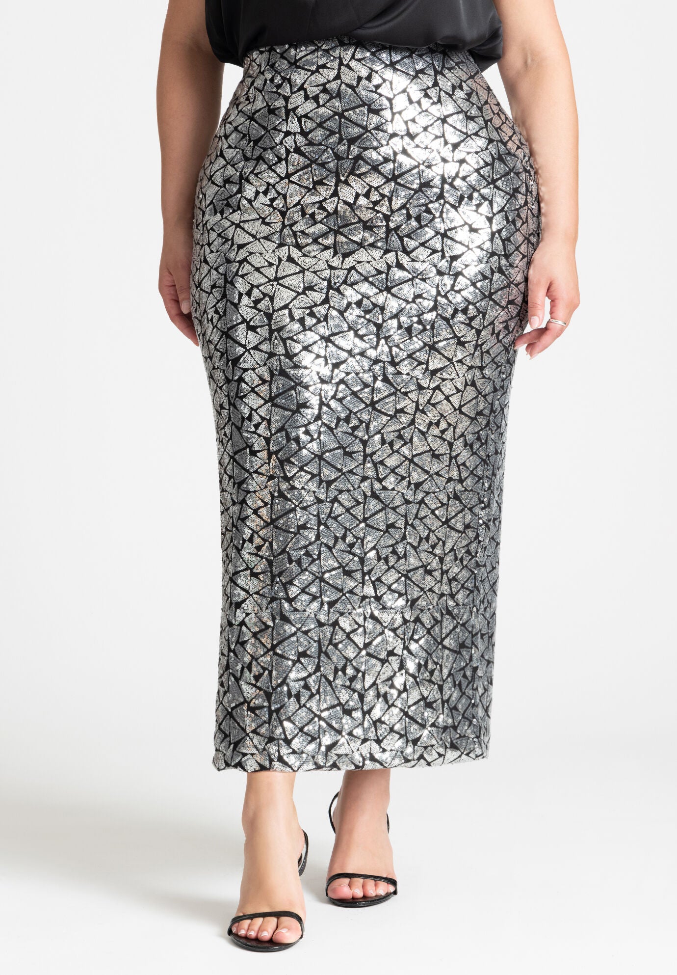 Grey sequin pencil skirt clearance