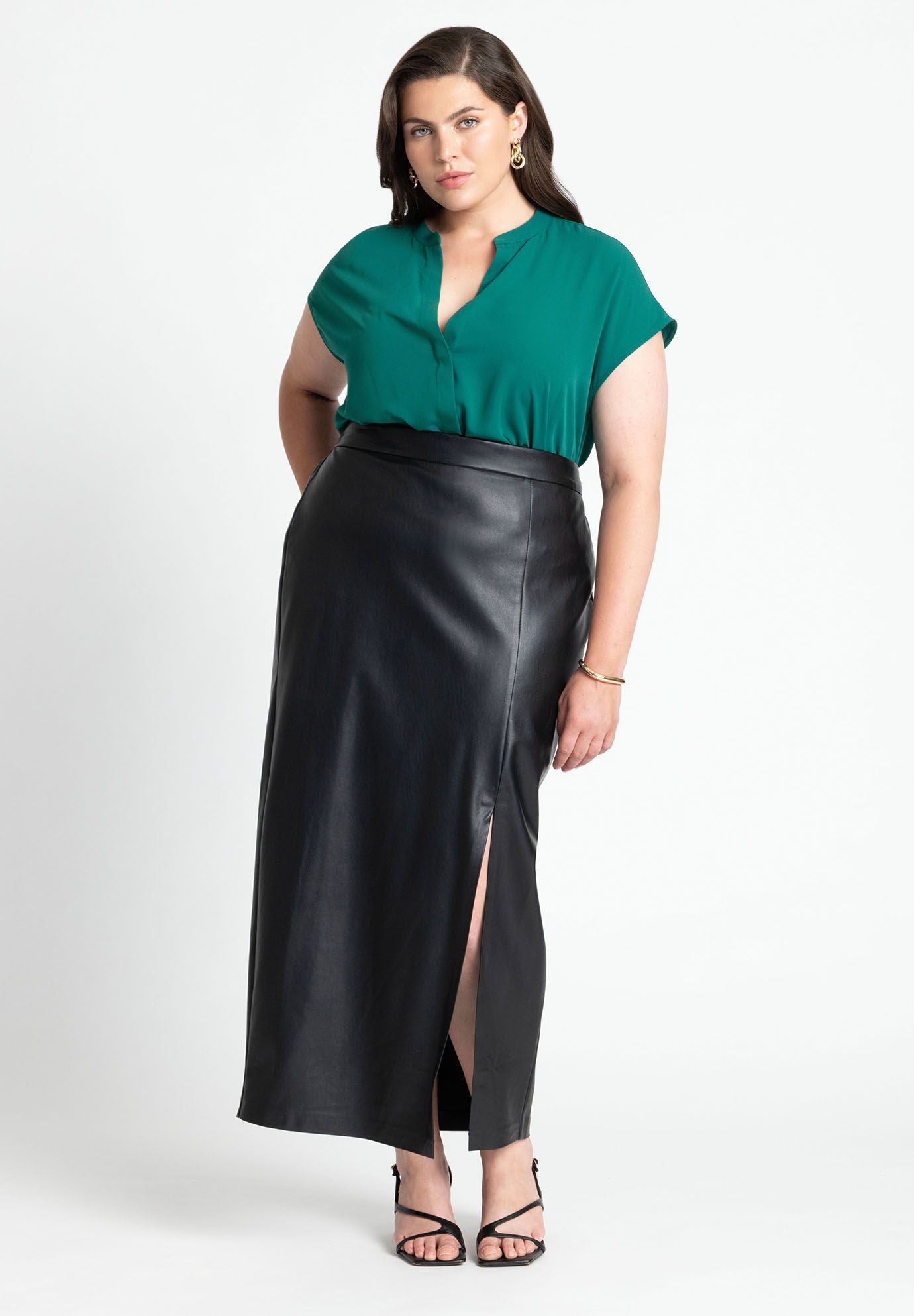 ST. AGNI | Leather Column Skirt