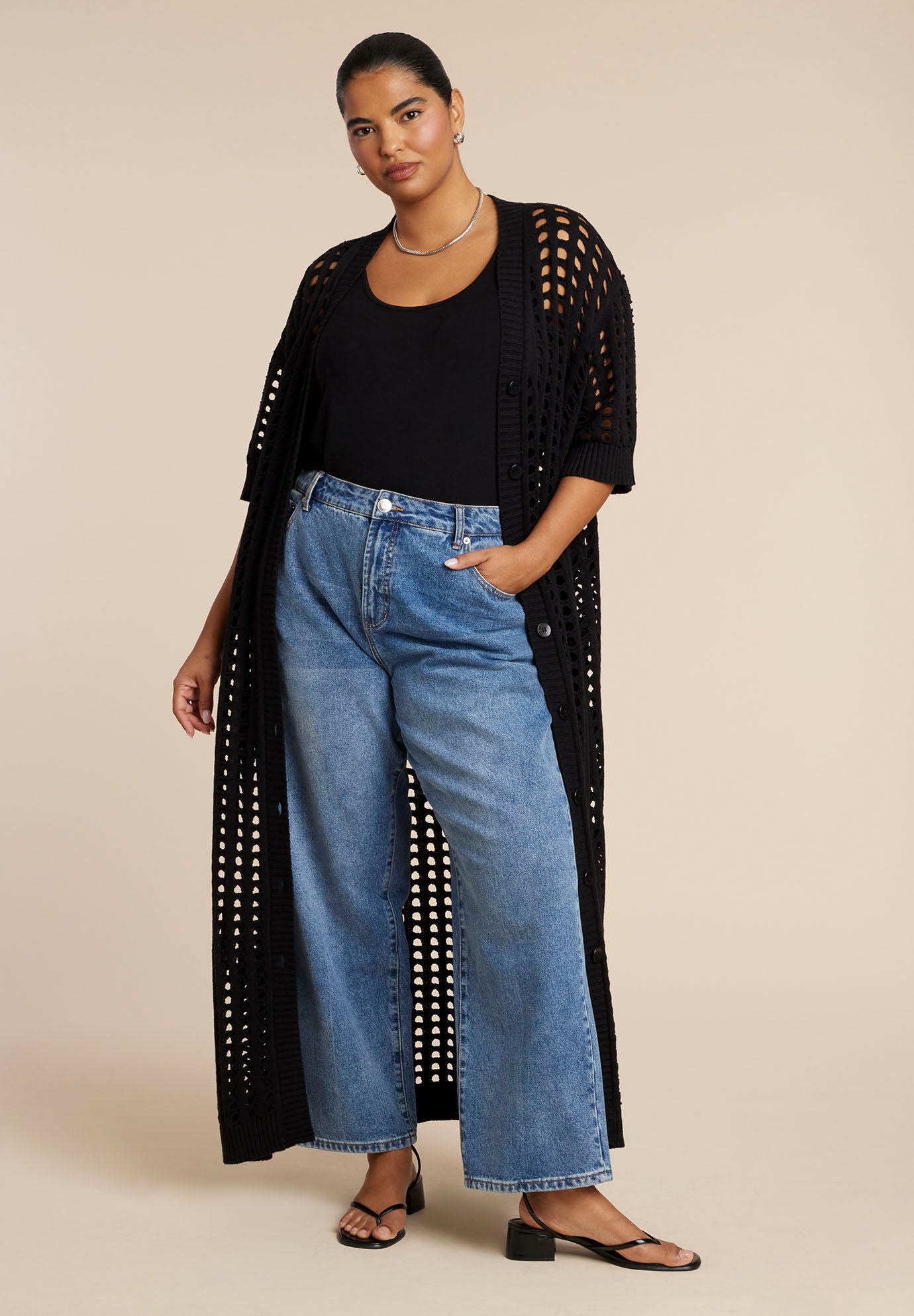Open Stitch Cardigan Duster | ELOQUII