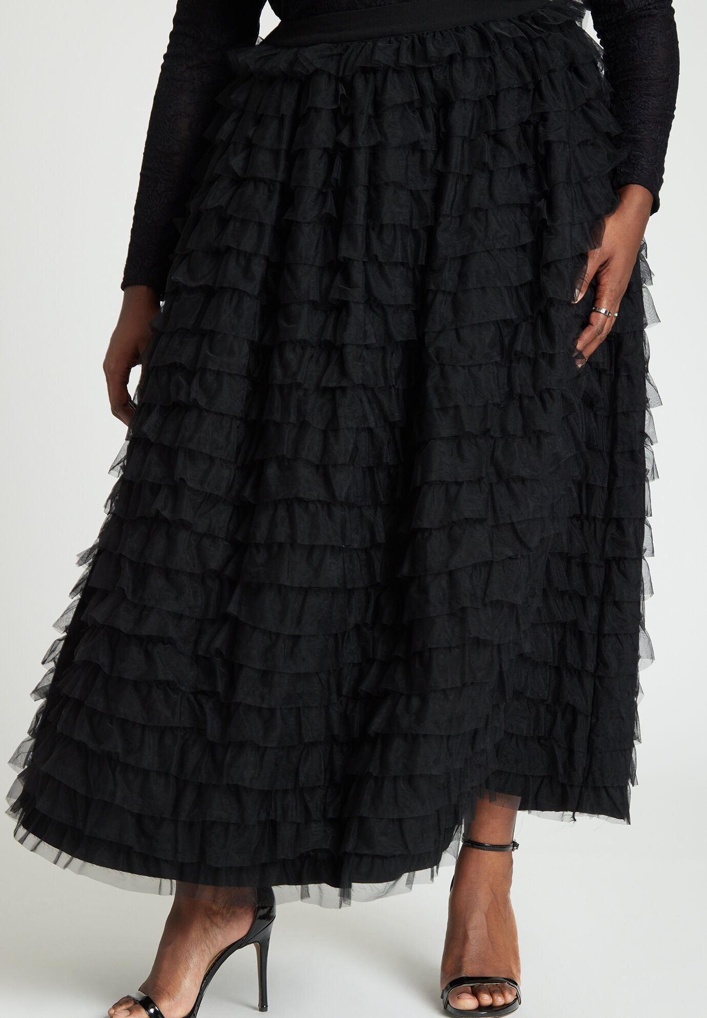 Black ruffle deals skirt 5x8