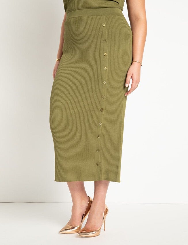 Maxi Sweater Skirt with Button Down Placket, SPHAGNUM, on-hover image number null