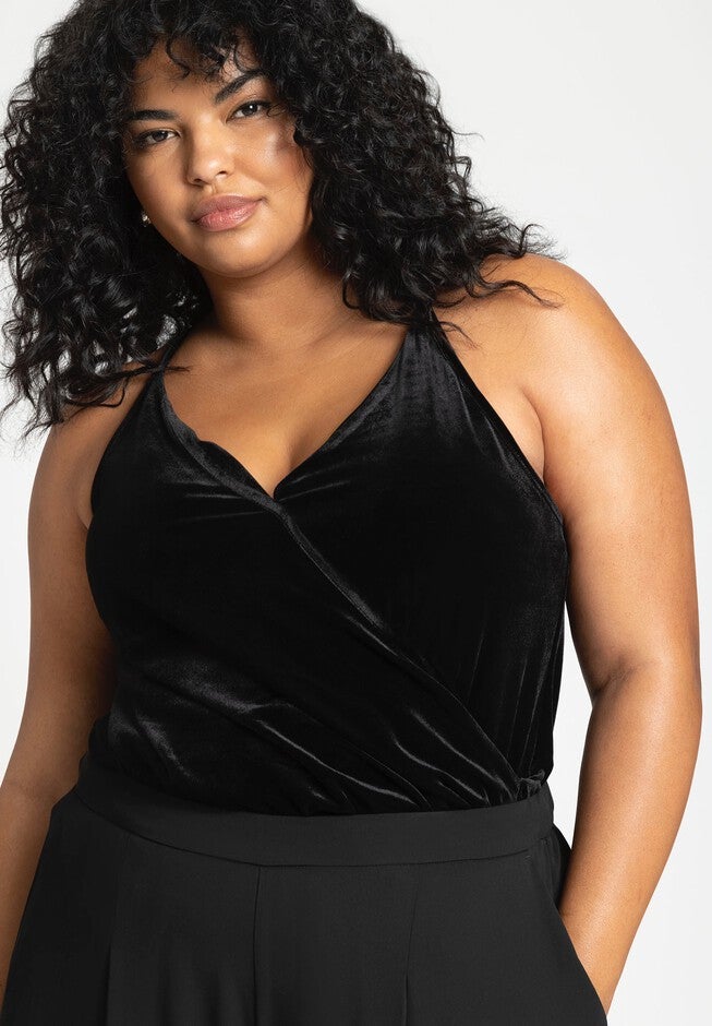 Surplice Velvet Cami, BLACK ONYX, hi-res image number null