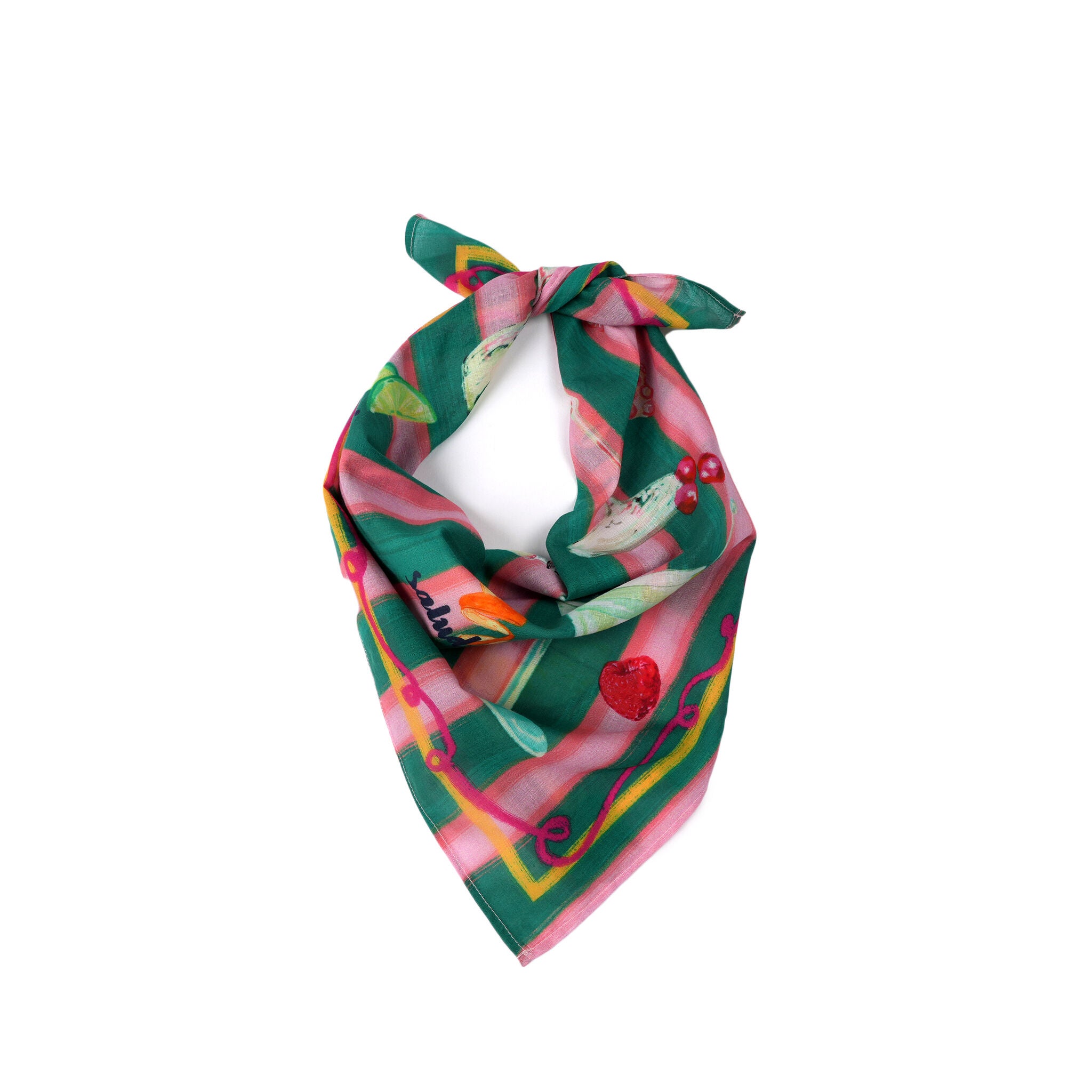"Cheers" Cocktail Bandana - Dark Green, GREEN, alternate image number 3