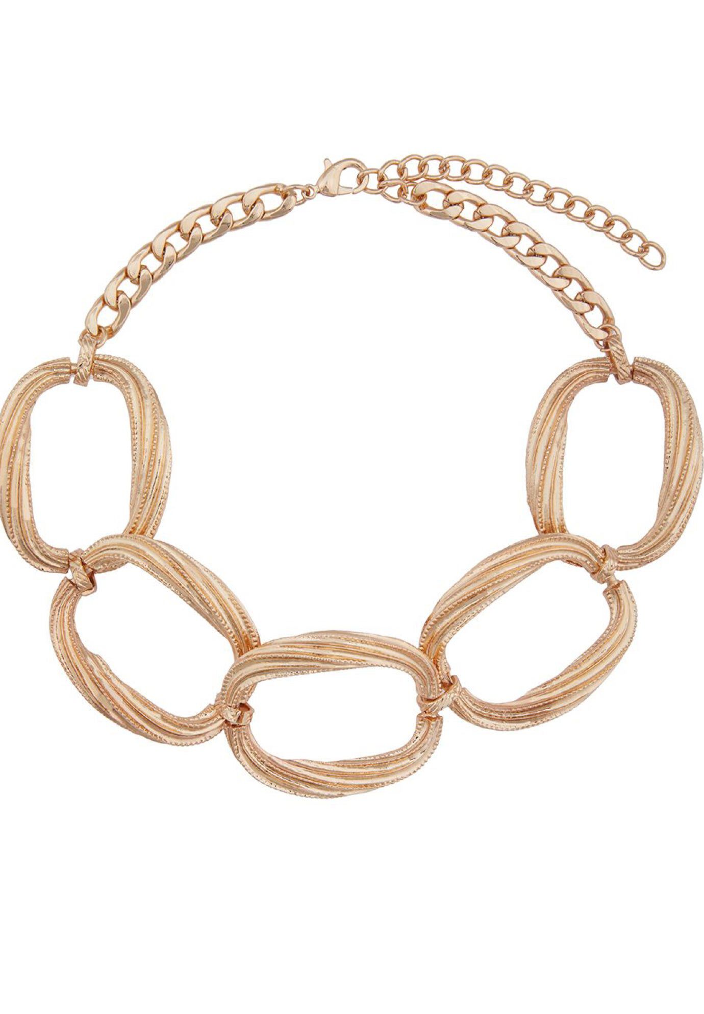 Detailed Link Choker Necklace, GOLD, hi-res image number 0