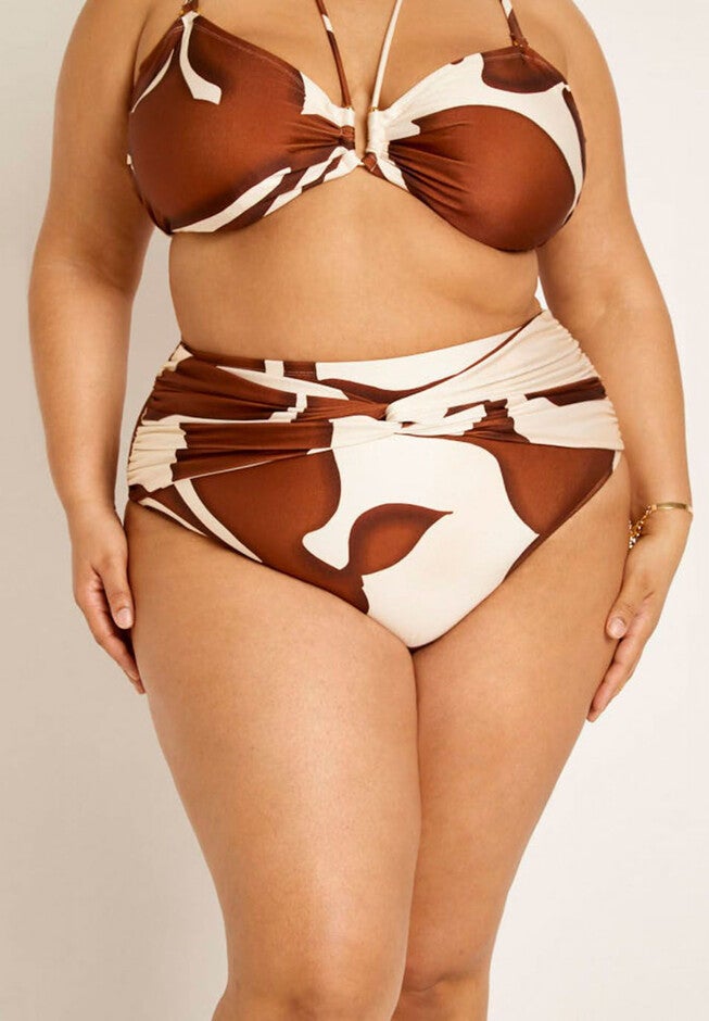 Gabi Fresh Swim x ELOQUII Super High Waisted Bikini Bottom with Twist Front, , on-hover image number null