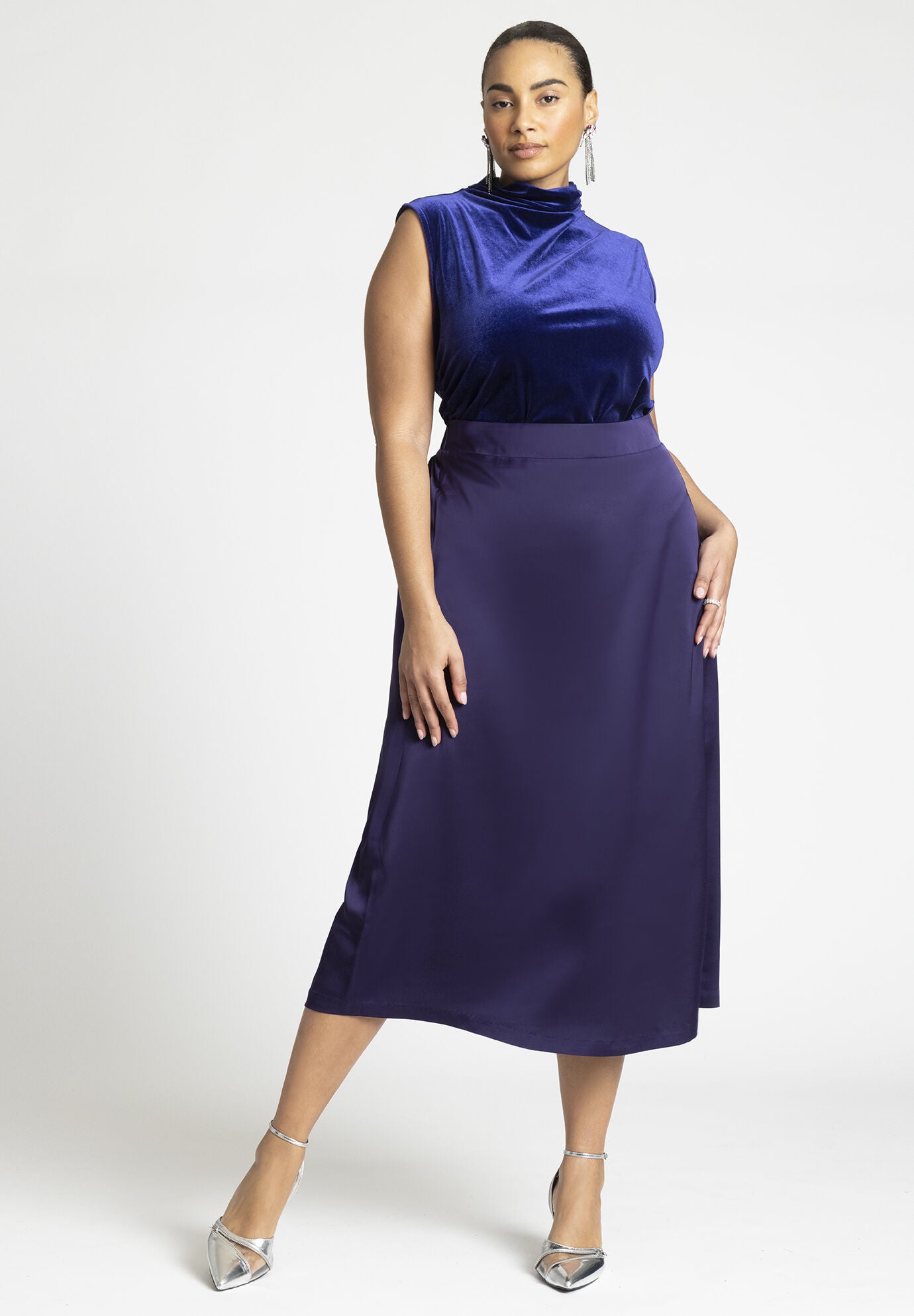Long Satin Midi Skirt