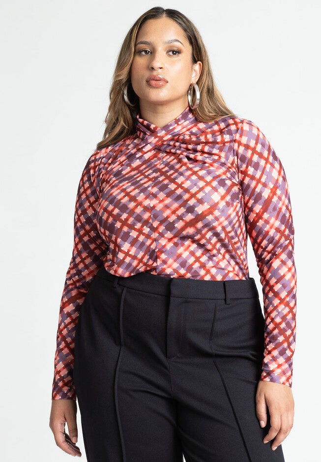 Twist Neck Long Sleeve Top, , on-hover image number null