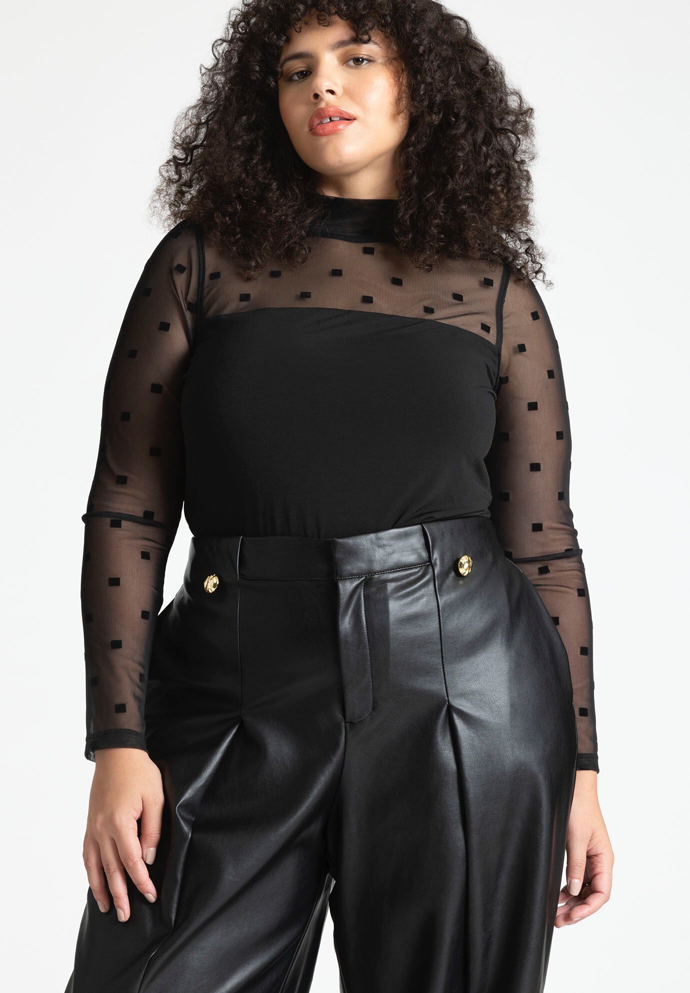 Flocked Mesh Yoke Top Eloquii