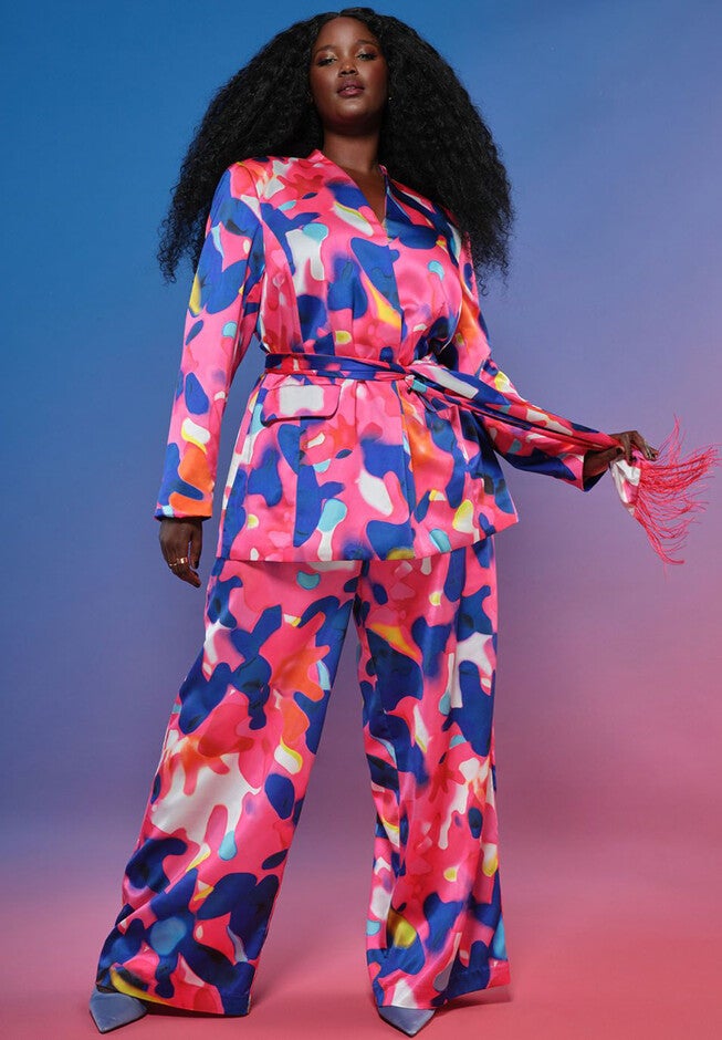Printed Wide Leg Pant, , alternate image number null