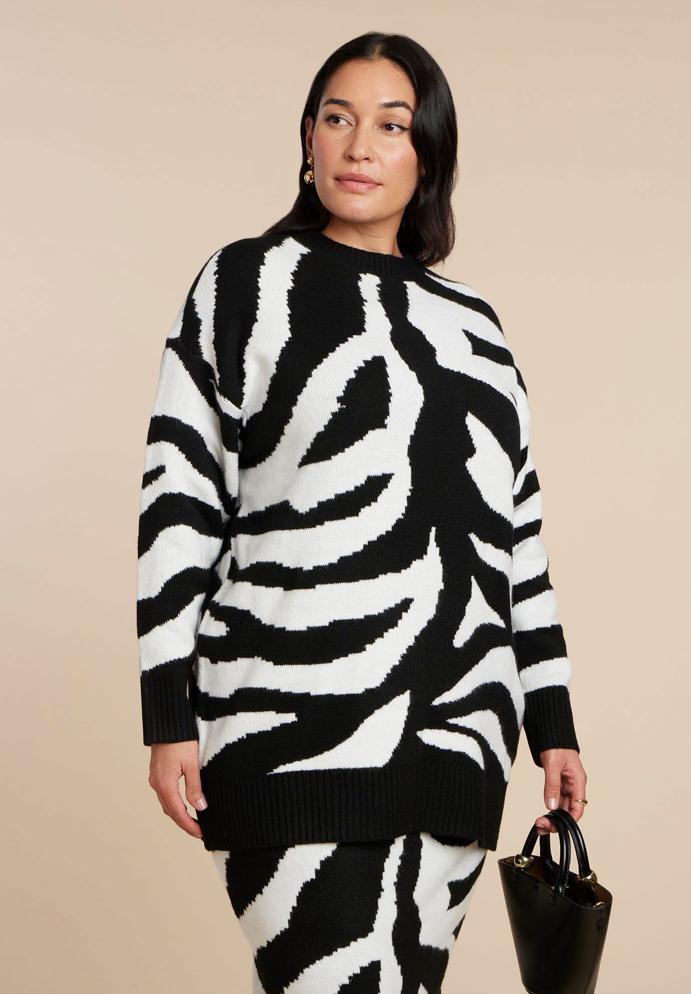 Oversized Zebra Intarsia Sweater