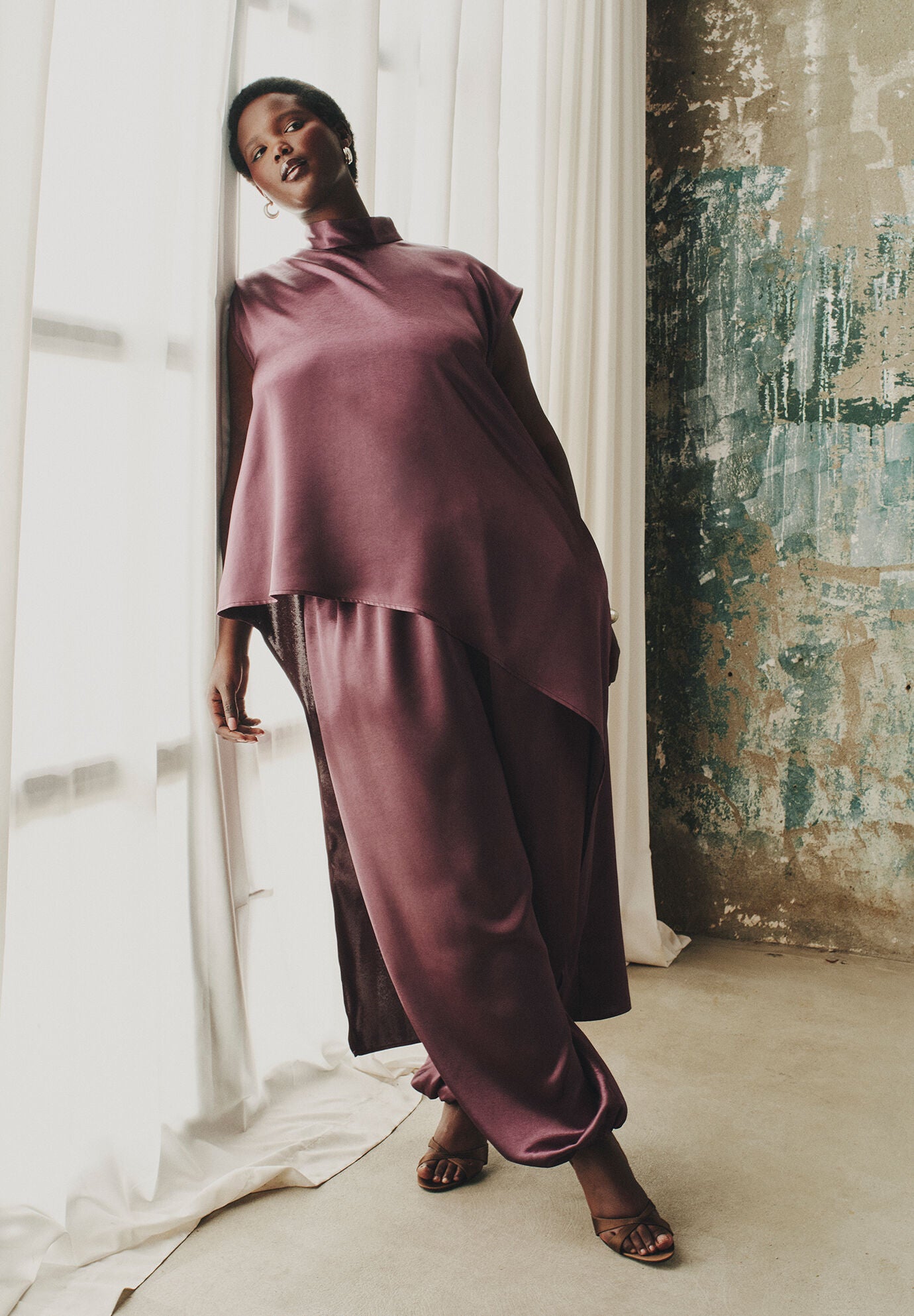 Satin Asymmetric Duster Top