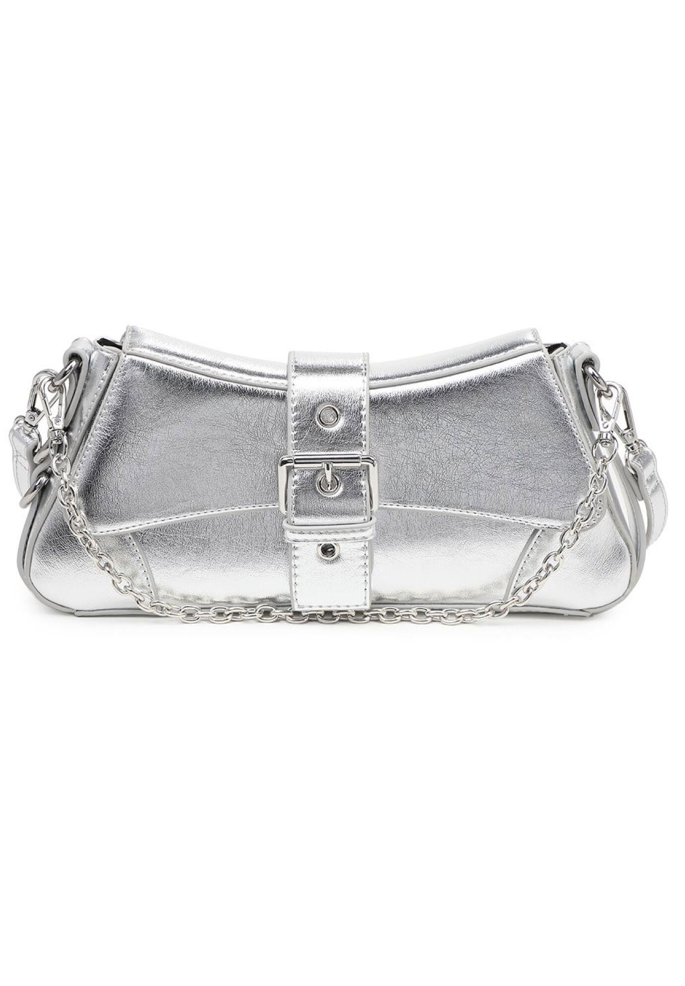 Metallic Buckle Detail Handbag with Strap 4476228 Eloquii