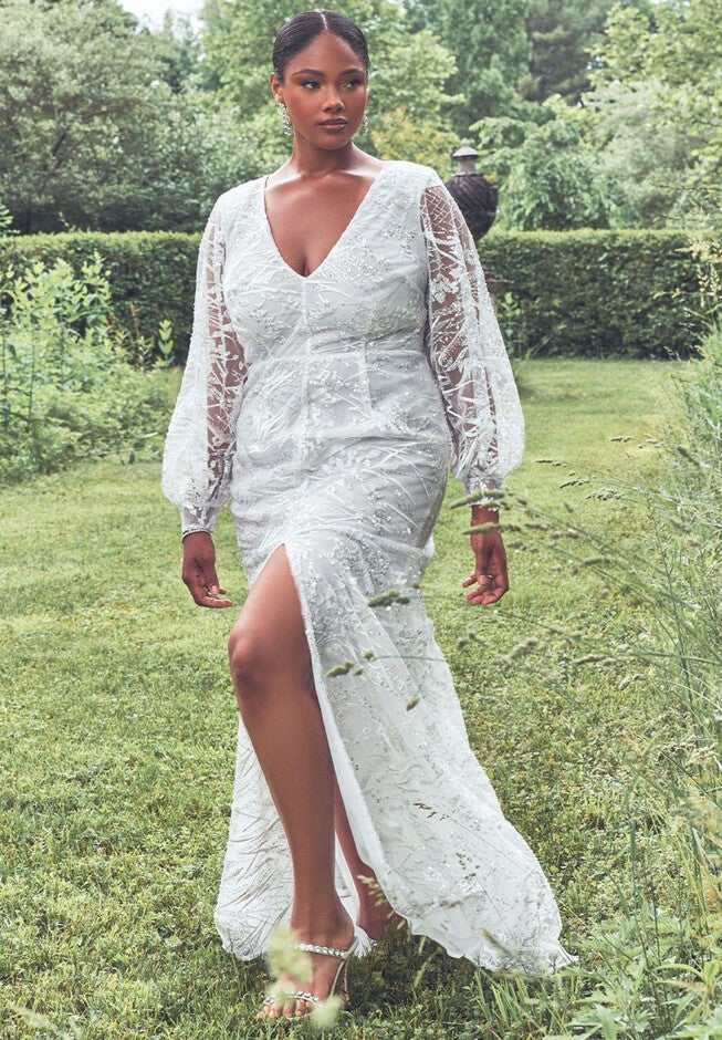 Bridal by ELOQUII Mesh Applique Gown Eloquii