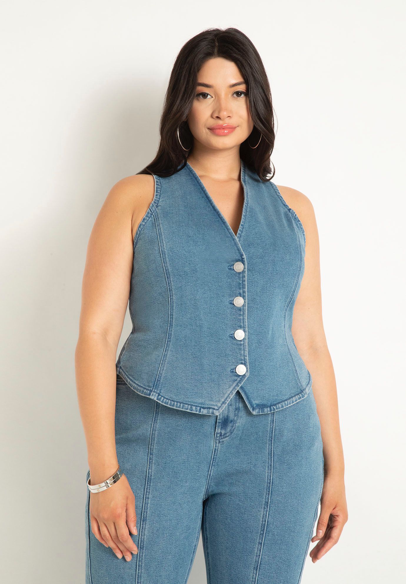  Denim Vest, MEDIUM WASH, hi-res image number 0