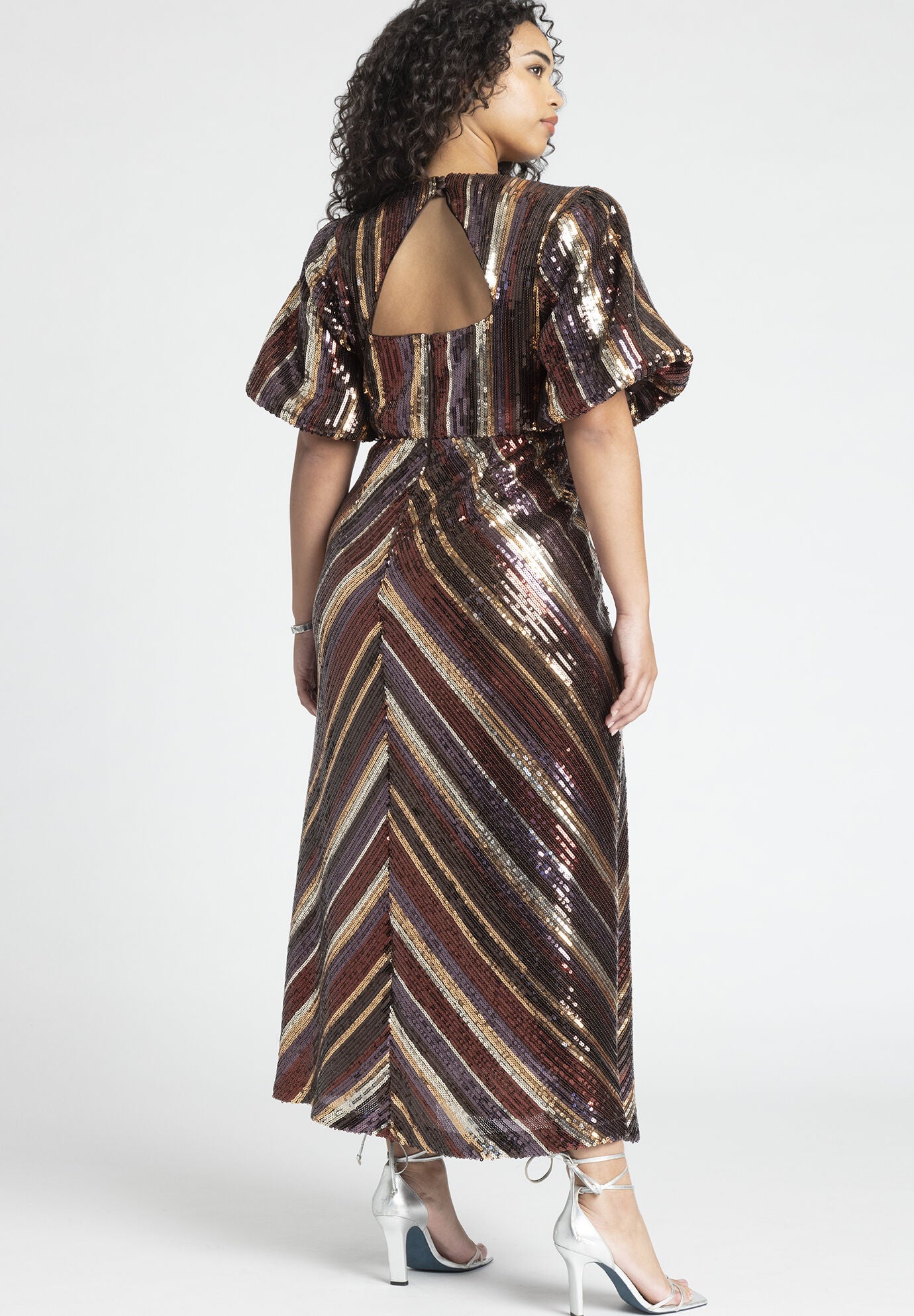 Striped sequin wrap dress new arrivals
