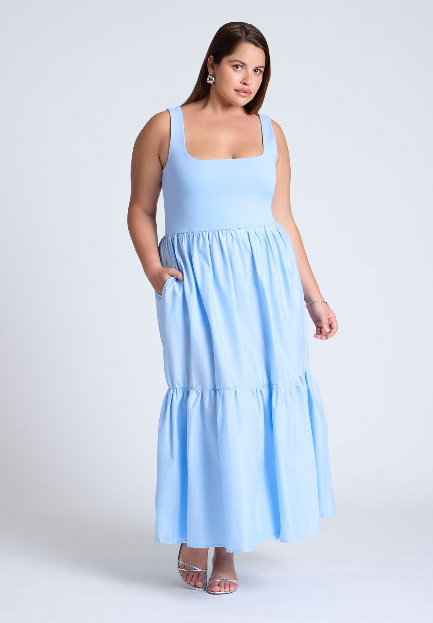 Shop Mix Fabric Tank Dress