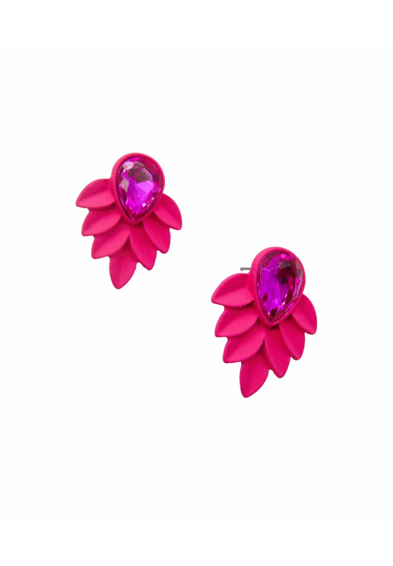 Tonal Gem Post Earrings, HOT PINK, hi-res image number 0