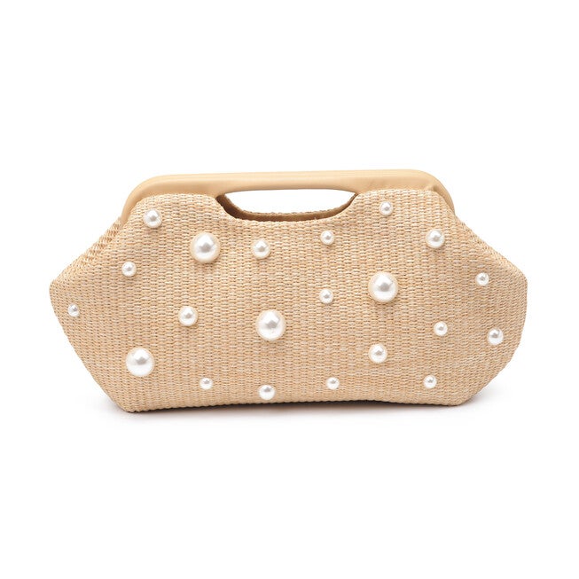 Mallory Narrow Straw Studded Evening Bag, NATURAL, alternate image number 2