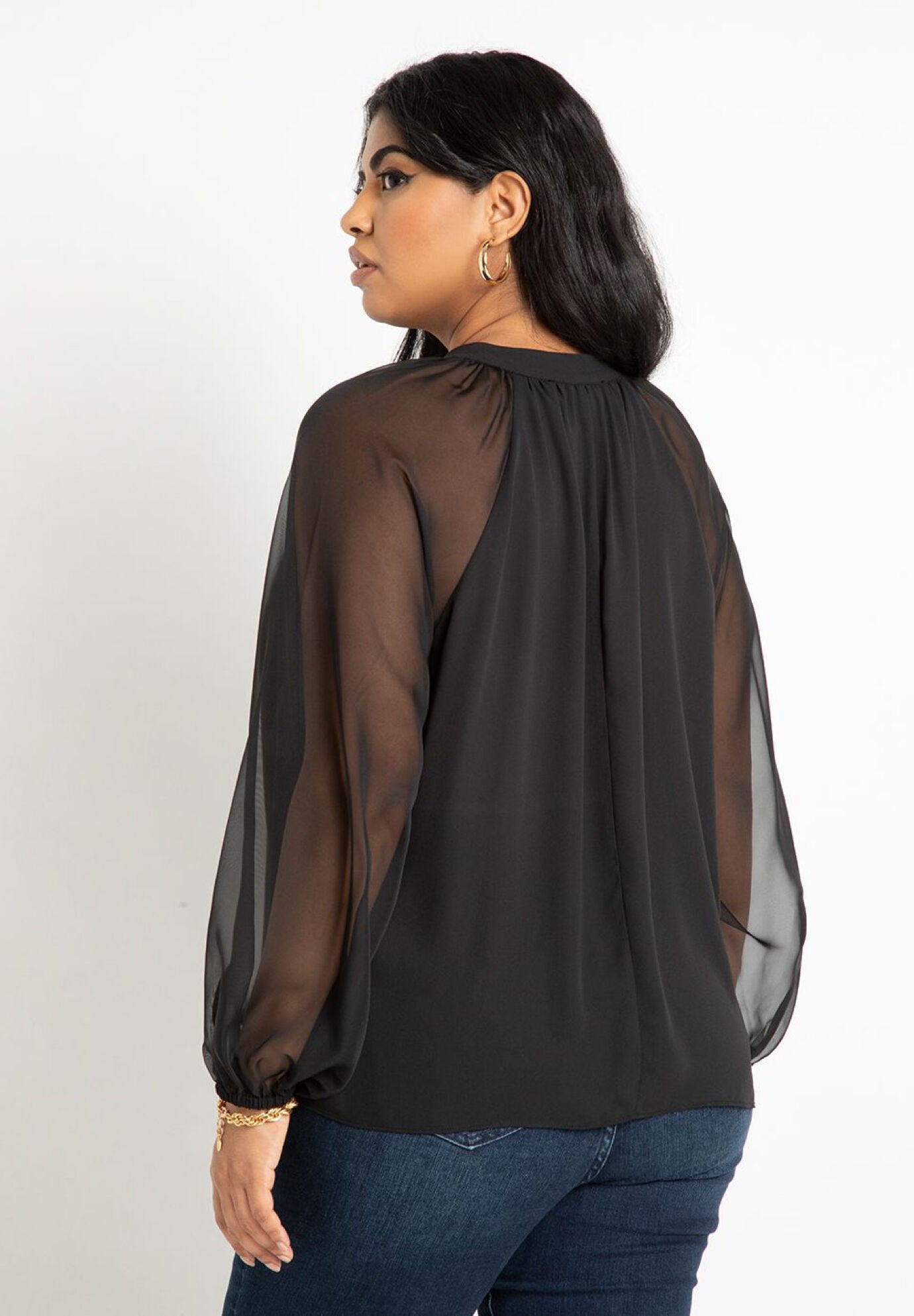 Sheer long sleeve shop blouse