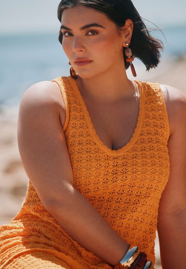 Racer Sweater Top With Scalloping, RADIANT YELLOW, hi-res image number null