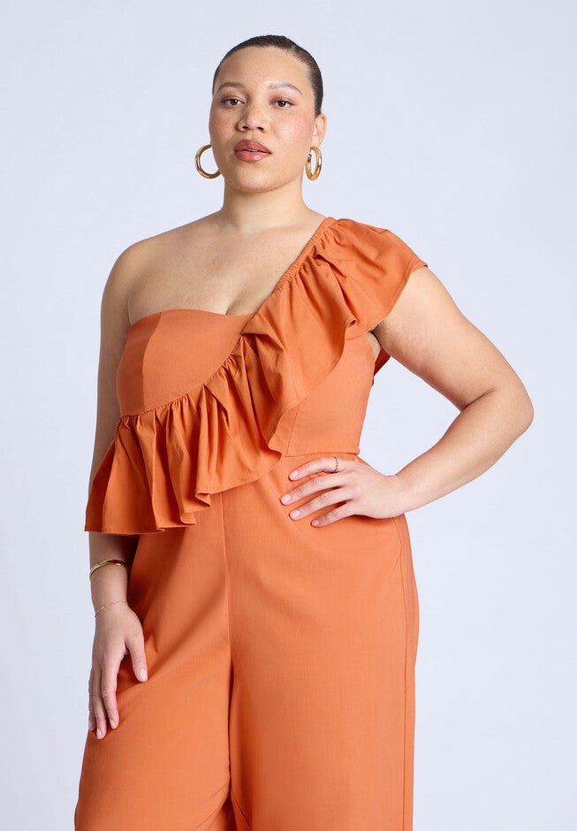 Ruffle Jumpsuit, HARVEST PUMPKIN, alternate image number null