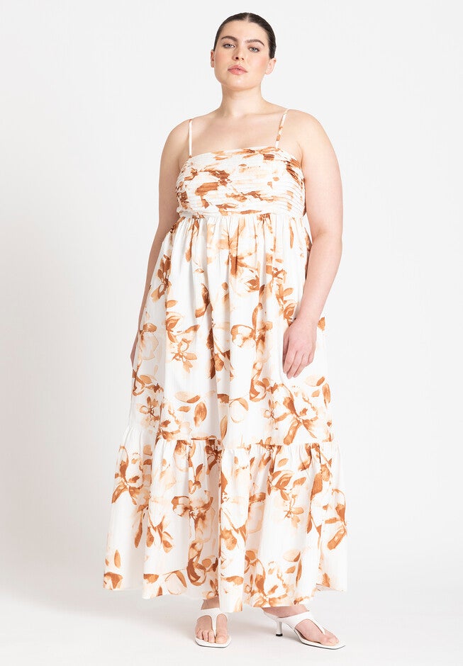 Pintuck Flare Maxi Dress, VINTAGE FLORAL, on-hover image number null