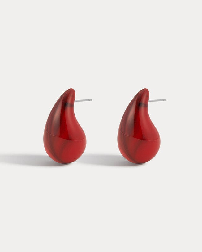 The Lucite Gia Earrings- Red, RED, hi-res image number 0
