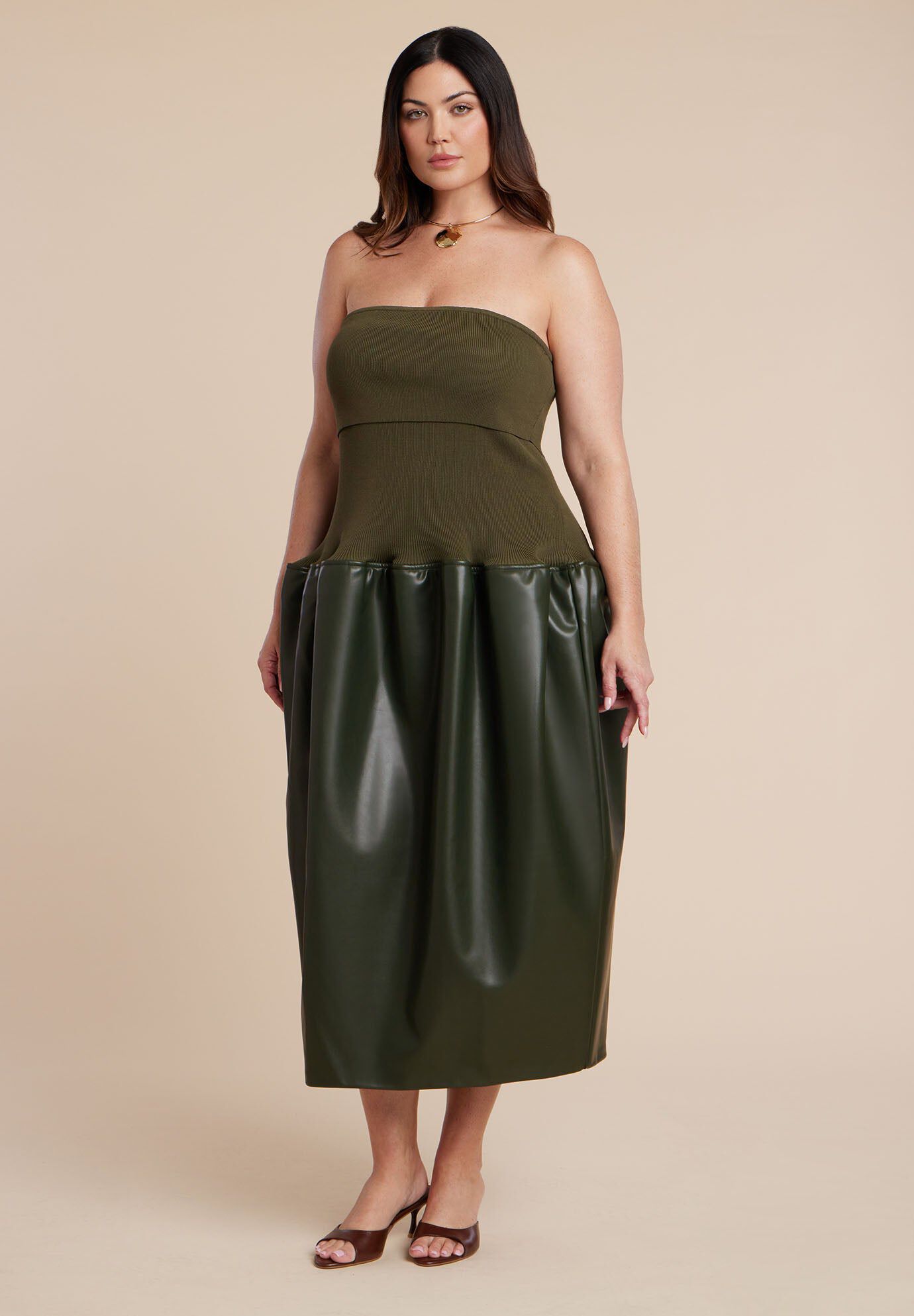 Faux Leather Fit And Flare Dress | ELOQUII