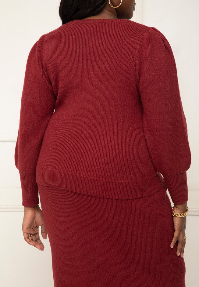 ELOQUII Elements Puff Sleeve Sweater, , on-hover image number null