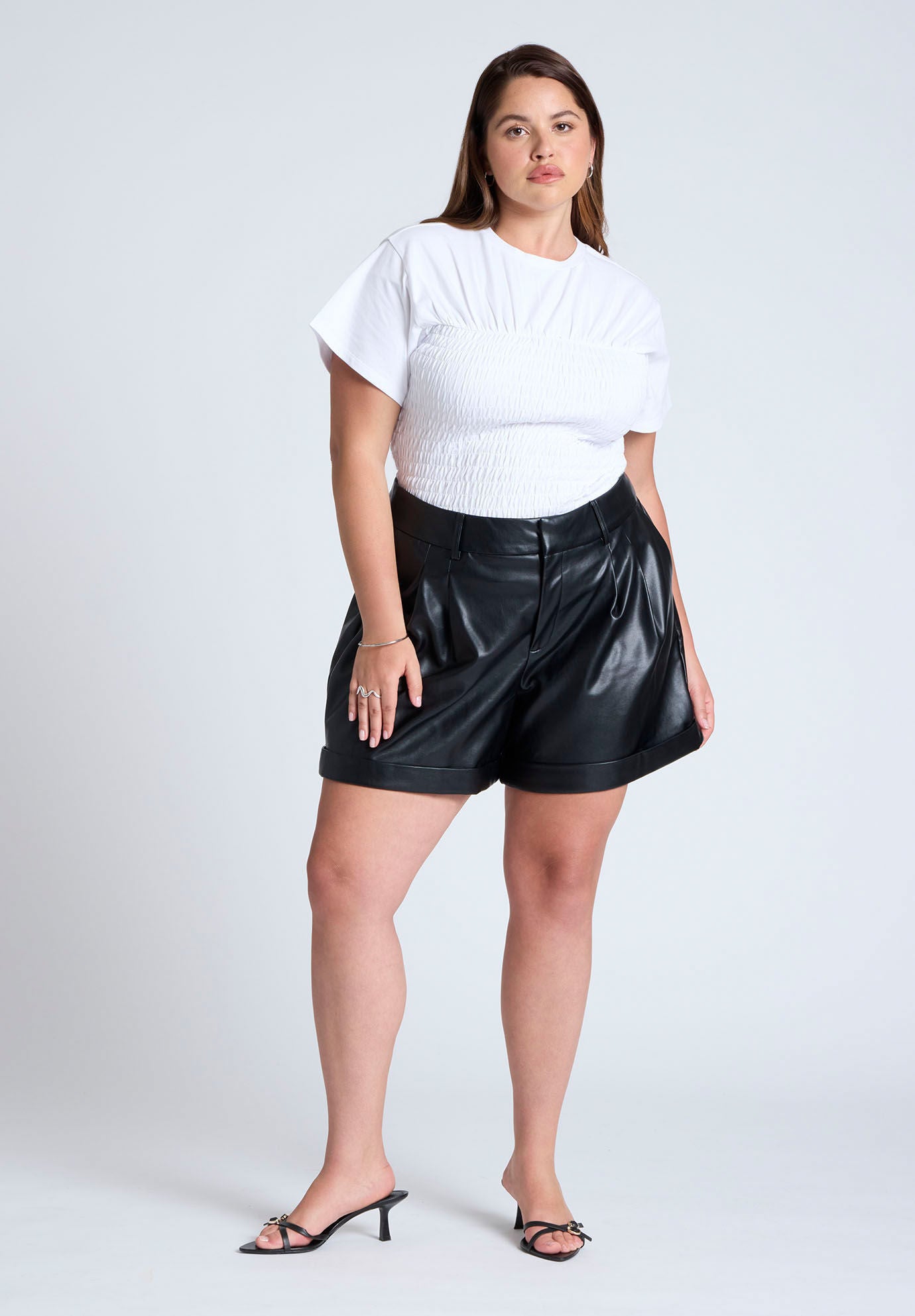 Faux Leather Column Skirt With Slit | Eloquii