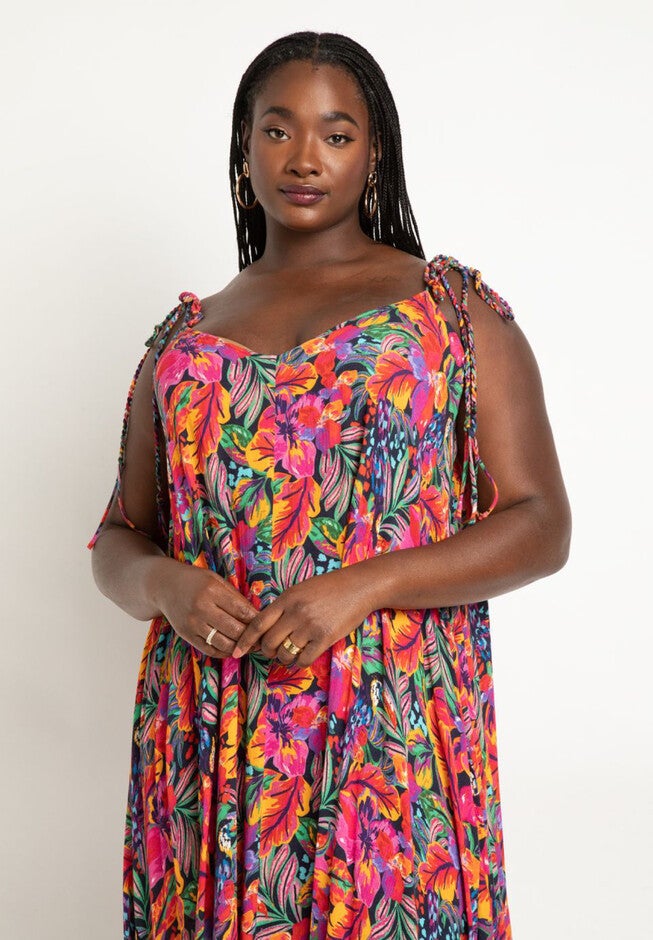 Tie Strap Maxi Dress Coverup, , alternate image number null