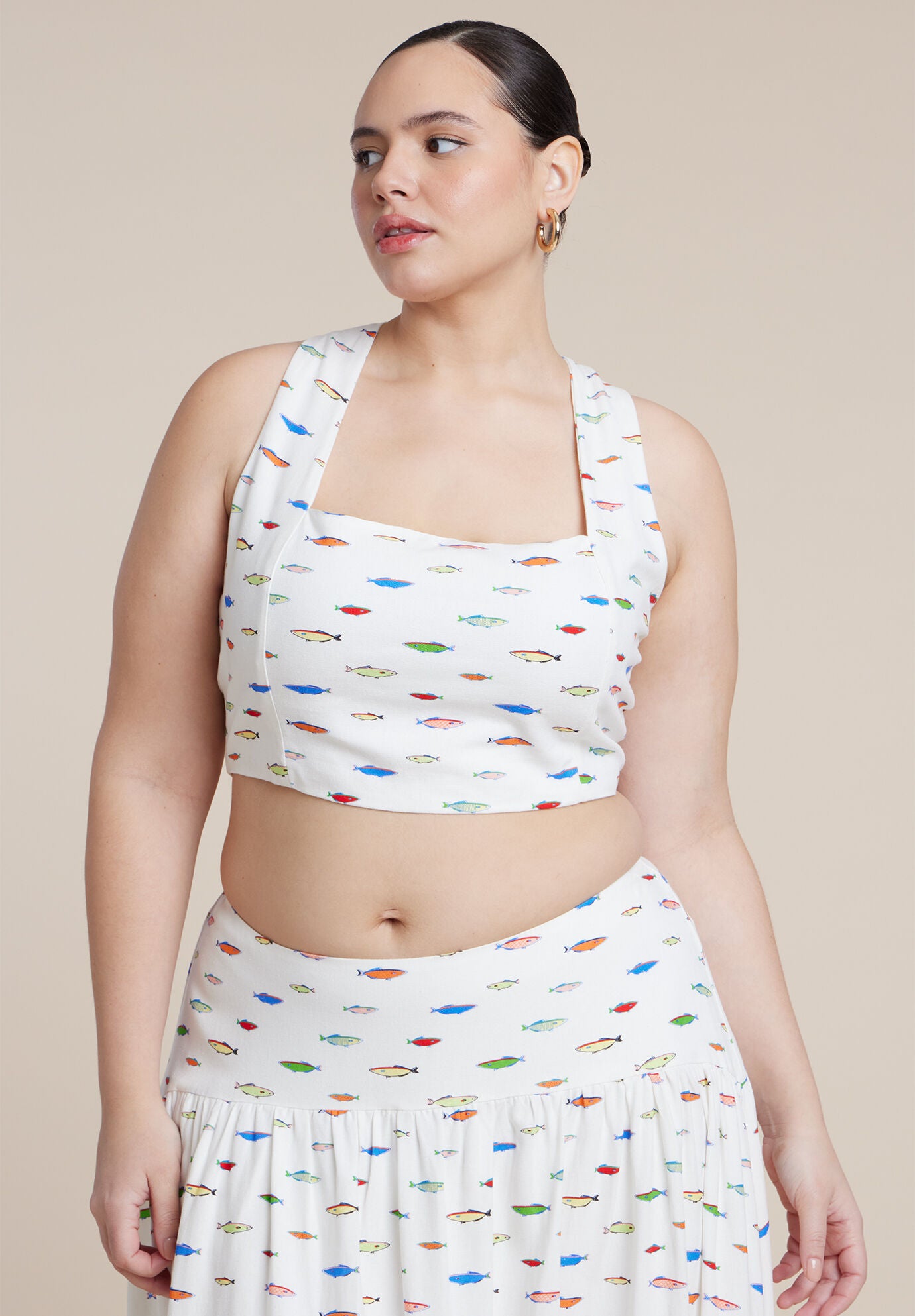  Printed Linen Crop Top
