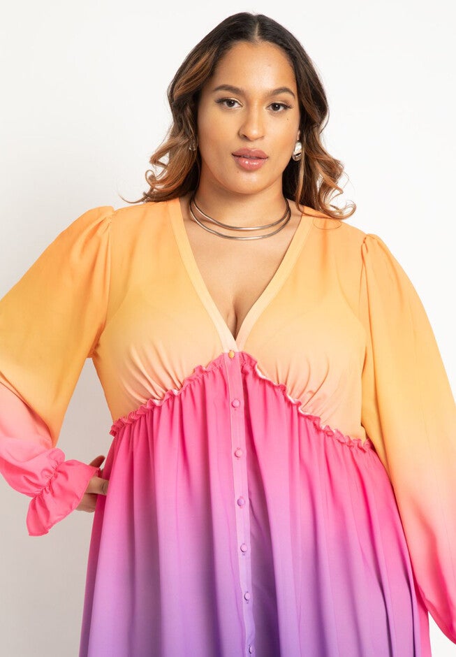 Ombre Tiered Maxi Coverup Dress, , alternate image number null