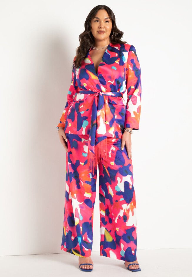 Printed Wide Leg Pant, COLOR DRIP, hi-res image number null