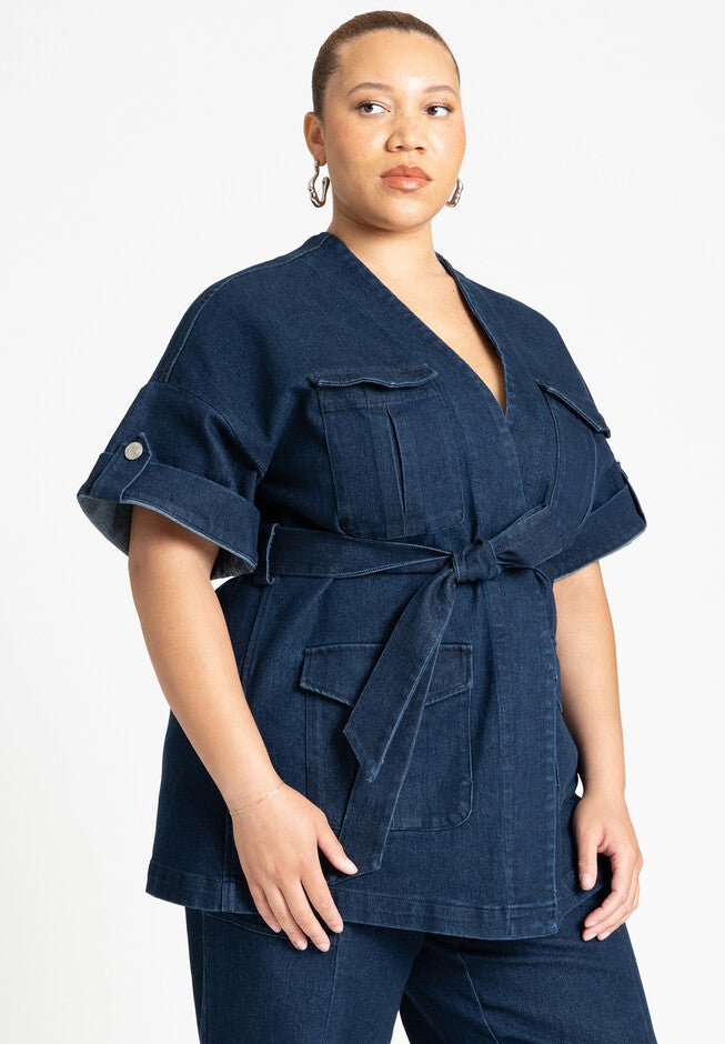 Patch Pocket Denim Jacket, DARK WASH DENIM, hi-res image number null