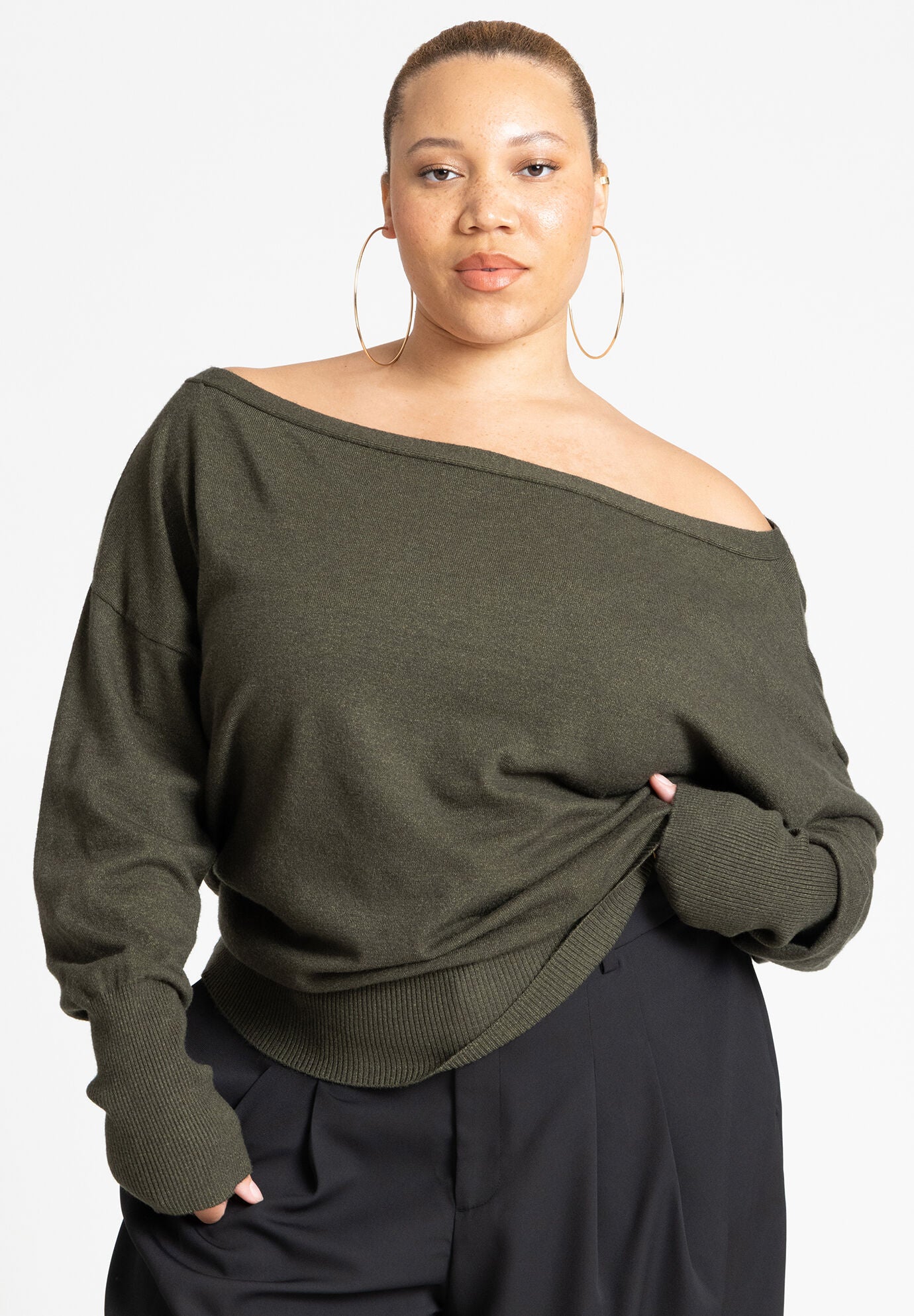 Green slouchy sweater online