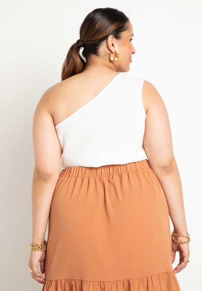 Knotted One Shoulder Crop Top, , on-hover image number null