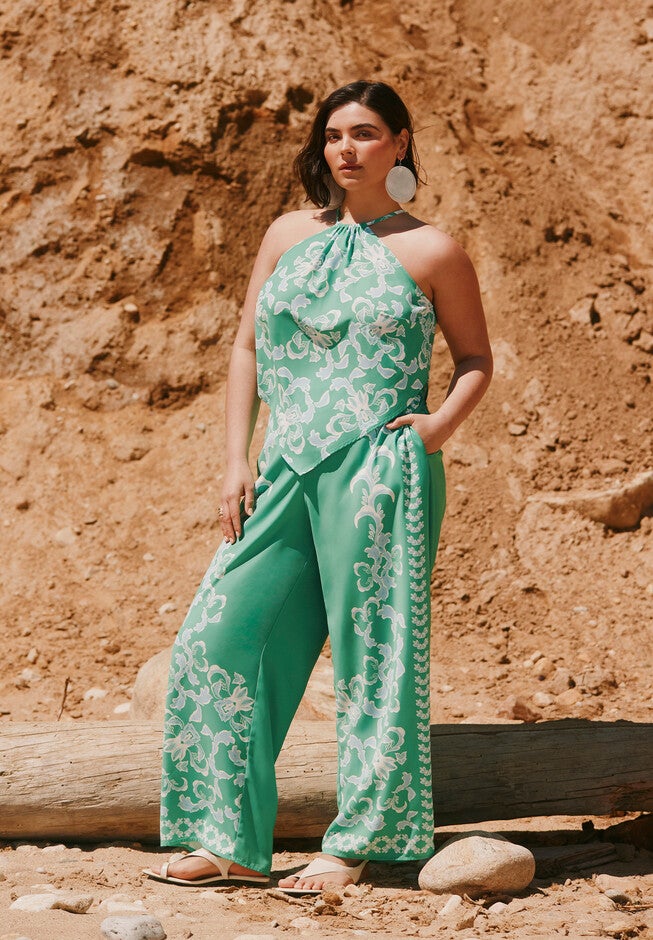 Placed Print Pull On Pant, SEASIDE GARDEN, hi-res image number null